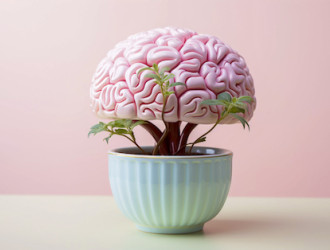 representacao cerebro humano como planta ou arvore em vaso